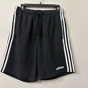 Adidas Men's Black Athletic Shorts with White Stripes